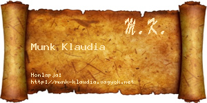 Munk Klaudia névjegykártya